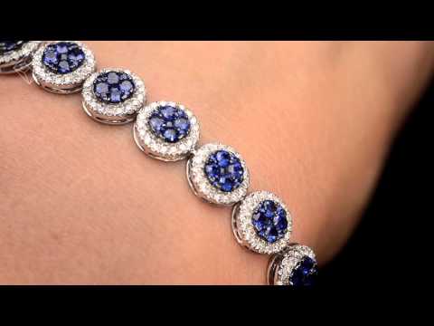 Sapphire and Lab Diamond Halo Bracelet in 9K Gold Bracelet