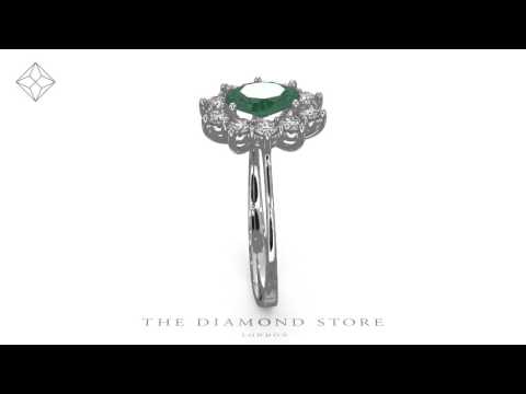 Emerald 0.70ct And Diamond 18K White Gold Ring FET25-GY