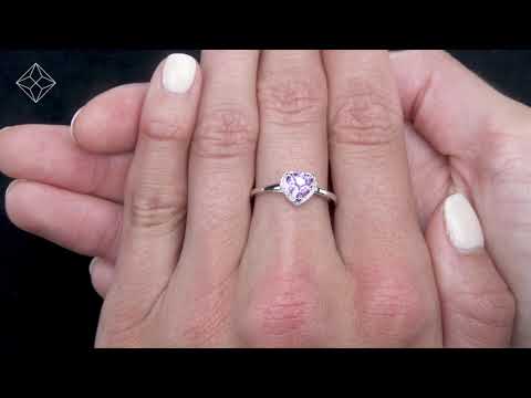Halo Amethyst and Diamond Stellato Heart Ring in 9K White Gold