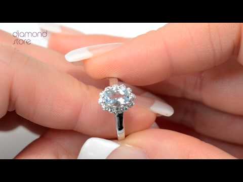 Aquamarine 0.70CT And Diamond 9K White Gold Ring