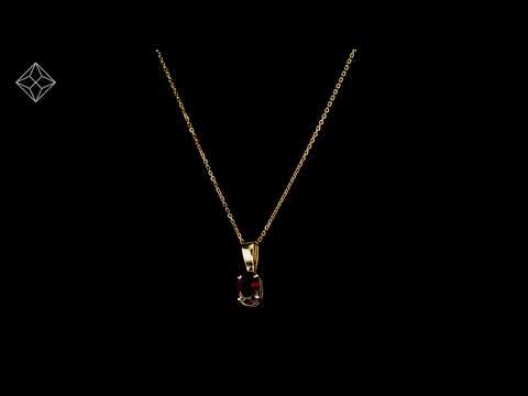 7mm x 5mm Garnet 9K Gold Pendant Necklace - B3388