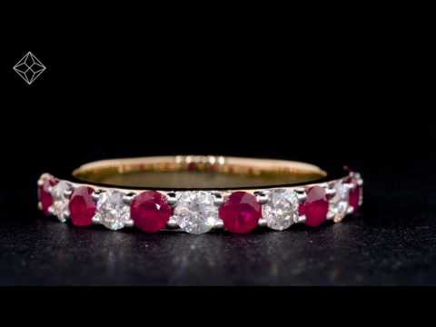 Ruby and 0.50ct Diamond Asteria Eternity Ring in 18K Gold