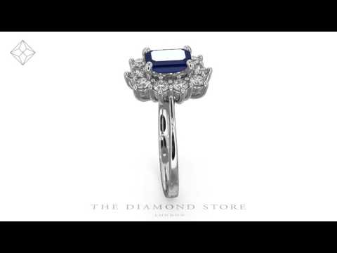 Sapphire 1.15ct And Diamond 0.50ct 18K White Gold Ring