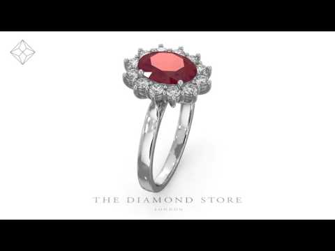 Ruby 2.40ct And Diamond 1.00ct Cluster Ring in 18K White Gold
