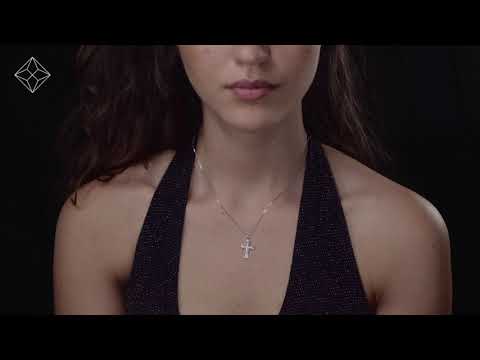 Lab Diamond Cross Necklace Channel Set 0.25ct H/Si in 9K White Gold