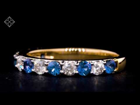 Sapphire and 0.50ct Diamond Asteria Eternity Ring in 18K White Gold