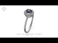 Halo Tanzanite 8.7mm And 0.36ct Diamond 18K White Gold Ring