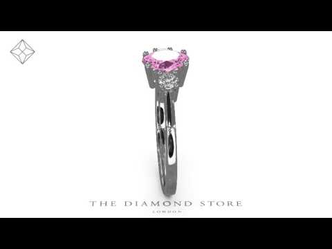 18K White Gold Diamond Pink Sapphire 0.85ct Ring