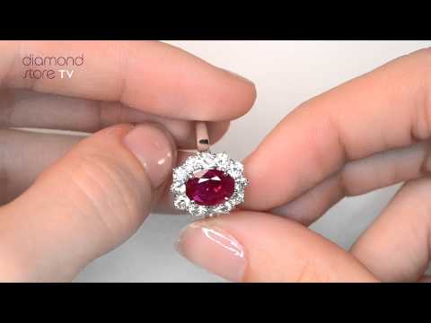 Ruby 2.40ct And Diamond 1.00ct Cluster Ring in 18K White Gold