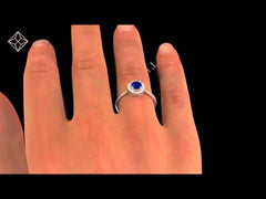 Halo Sapphire 0.75ct And Diamond 0.36ct 18K White Gold Ring