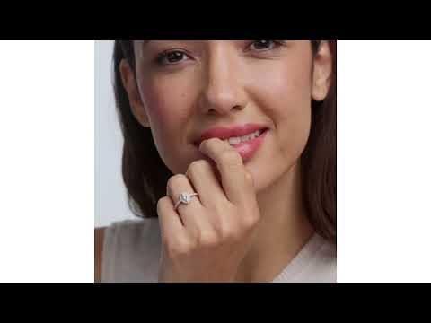 Masami Marquise Lab Diamond Engagement Ring Halo Pave Set in 925 Sterling Silver
