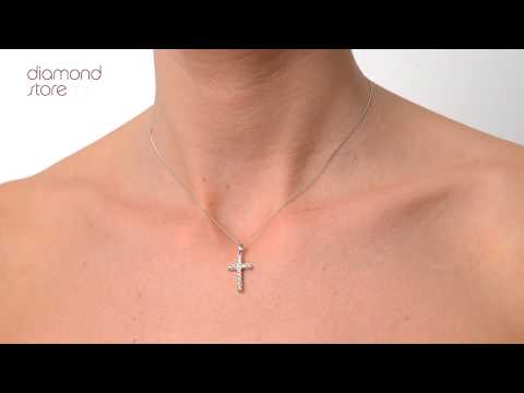 Lab Diamond Cross Necklace Pendant 0.22ct set in 18K Gold Vermeil