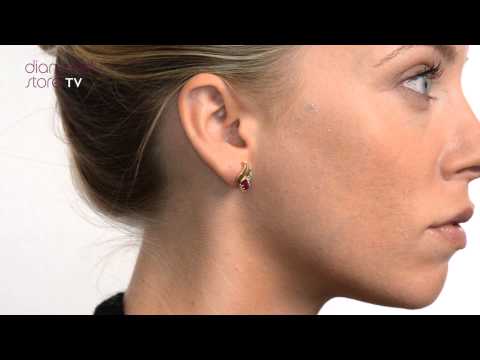 Ruby 4 x 2mm And Diamond 9K Yellow Gold Earrings