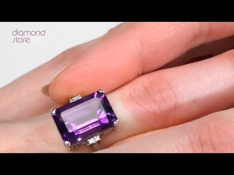 Amethyst 6.40ct And Diamond 9K White Gold Ring