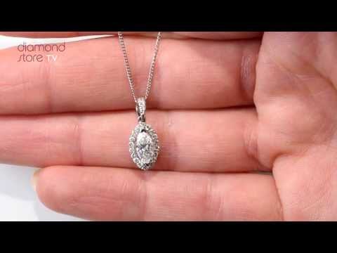 Ella 18K White Gold Diamond Marquise Pendant 0.73ct H/SI