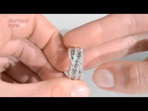Diamond 1.00CT 18K White Gold Cross-Over Ring