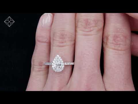 Diana Lab Diamond Pear Halo Engagement Ring 18KW Gold 1.60ct F/VS1