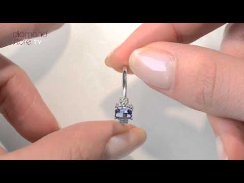 Tanzanite 6 x 4mm And Diamond 18K White Gold Ring FET37-VY