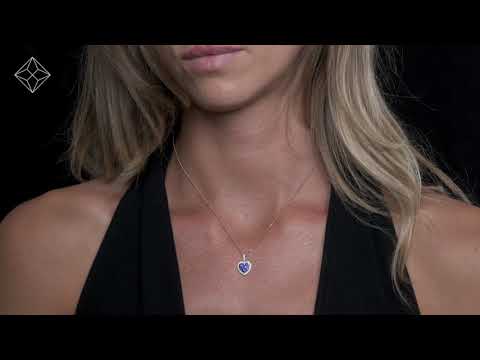 0.80ct Sapphire Asteria Diamond Heart Pendant Necklace 18K White Gold