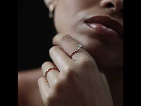 Starlit Aquamarine and Lab Diamond Wishbone Ring in 9K Yellow Gold