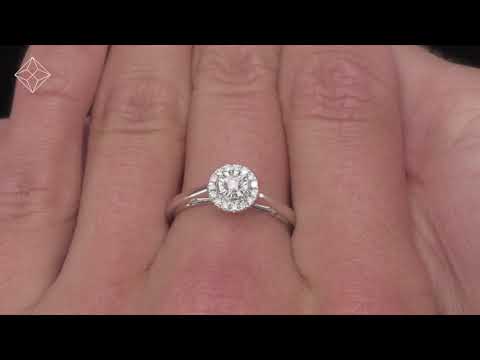 Masami Lab Diamond Engagement Ring 0.20ct Pave Set Halo in 925 Sterling Silver