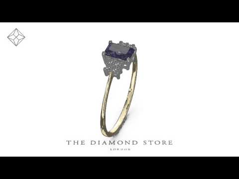 Tanzanite 6 x 4mm And Diamond 18K Gold Ring FET37-V