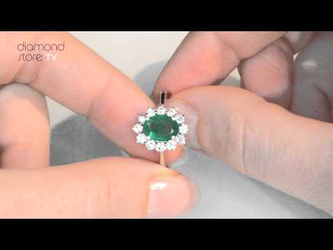 Emerald 1.15ct And Diamond 18K White Gold Ring