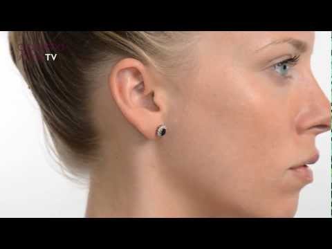 Sapphire 6mm x 4mm And Diamond 18K White Gold Earrings