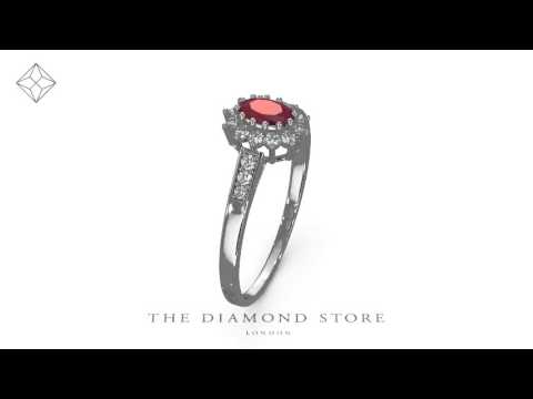Ruby 5 x 3mm And Diamond 9K White Gold Ring