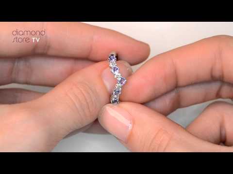 Diamond and Tanzanite 0.35CT Wishbone Ring in 9K White Gold