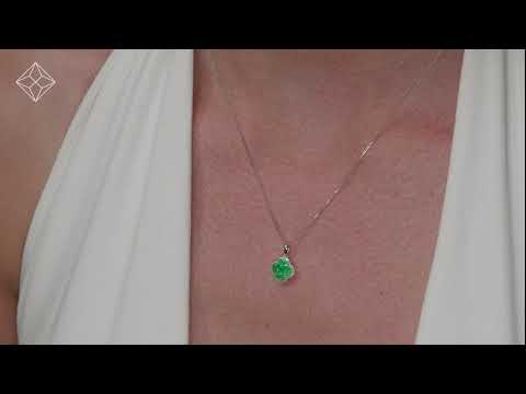 Alegria 1.04ct Emerald and Lab Diamond Pendant Necklace in 9K White Gold
