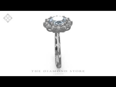 Aquamarine 1.10ct and Diamond 0.50ct 18K White Gold Ring