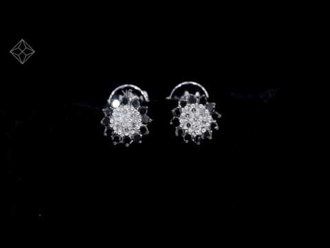 Black Diamond and Diamond Stellato Earrings in 9K White Gold