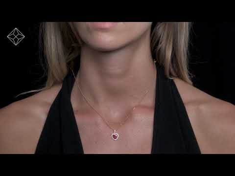 0.80ct Ruby Asteria Lab Diamond Heart Pendant Necklace - 9K White Gold