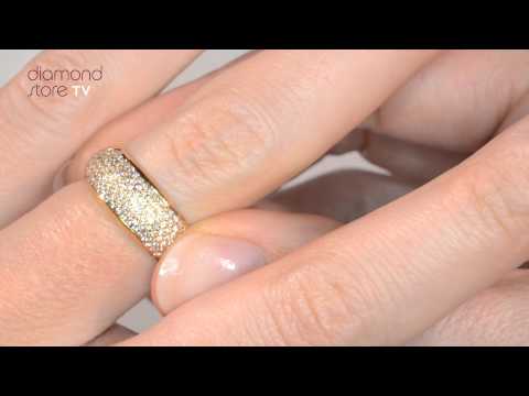 18K Gold Diamond Pave Ring 0.35ct H/si
