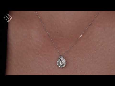 Masami Lab Diamond Pear Halo Necklace 0.10ct Pave Set in 925 Sterling Silver