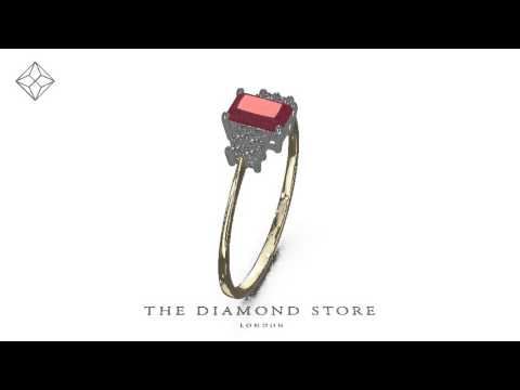 Ruby 6 x 4mm And Diamond 18K Gold Ring FET37-T