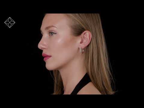 Emerald and Lab Diamond Hoops Earrings Stellato Collection 925 Silver