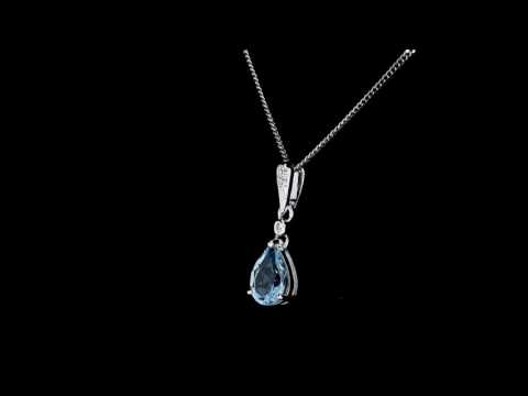 Stellato Collection Blue Topaz Diamond Necklace in 9K White Gold