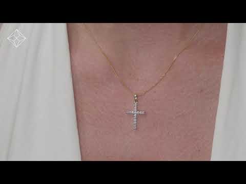 Lab Diamond Cross Pendant Necklace Claw Set 0.25ct H/Si in 9K Gold