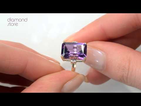 Amethyst 6.40ct And Diamond 9K Gold Ring