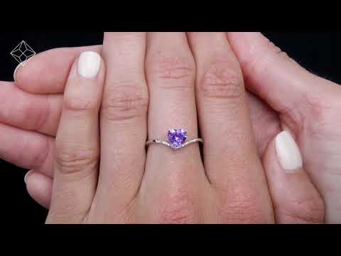 Heart Amethyst and Diamond Stellato Ring in 9K White Gold