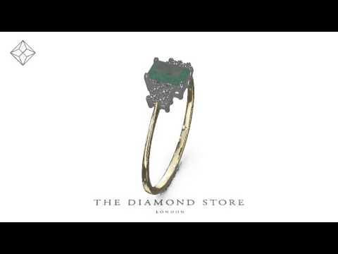 Emerald 6 x 4mm And Diamond 9K White Gold Ring A3078