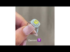 Aurora Pink Lab Diamond Emerald Cut and Trillion 1.70ct Ring in 18K White Gold - Elara Collection