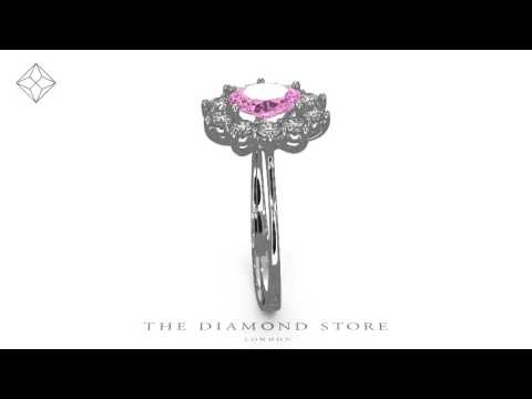 18K White Gold 0.50ct Diamond and 1.05ct Pink Sapphire Ring