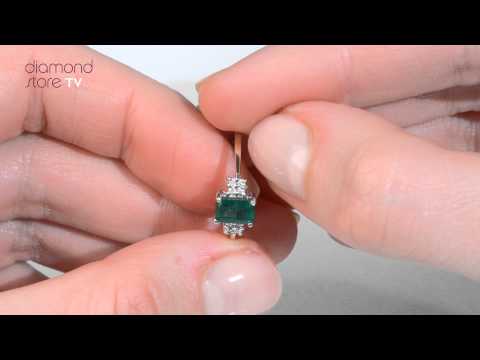 Emerald 6 x 4mm And Diamond 18K Gold Ring