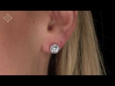 0.69ct Aquamarine and Diamond Halo Stellato Earrings in 9K White Gold
