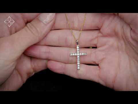 Lab Diamond Cross Pendant Necklace Claw Set 0.50ct H/Si in 9K Gold