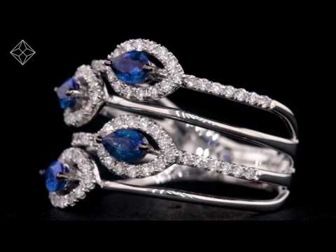 Sapphire and Diamond Statement Ring in 18KW Gold - Asteria Collection