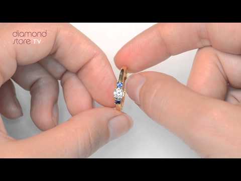 Diamond 0.25ct And Sapphire 18K Gold Ring